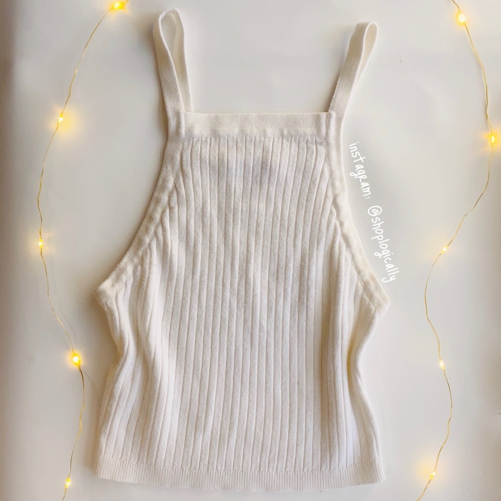 White Stretchy Crop Tank Top Size Small